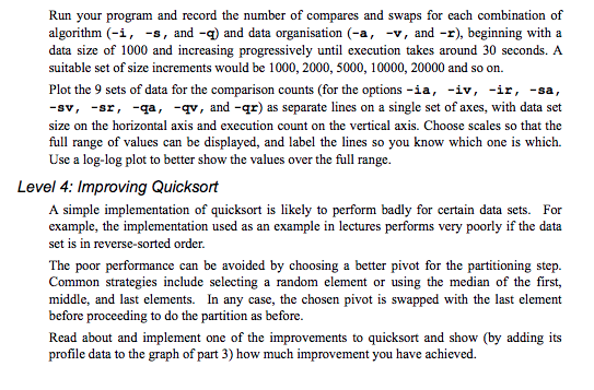 Write a program that implements several sorting | Chegg.com
