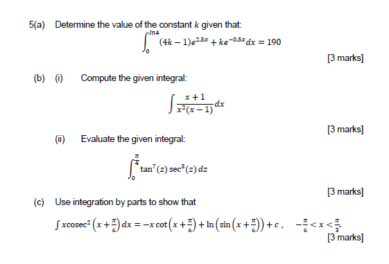 Solved 5(a) Determine the value of the constant k given | Chegg.com