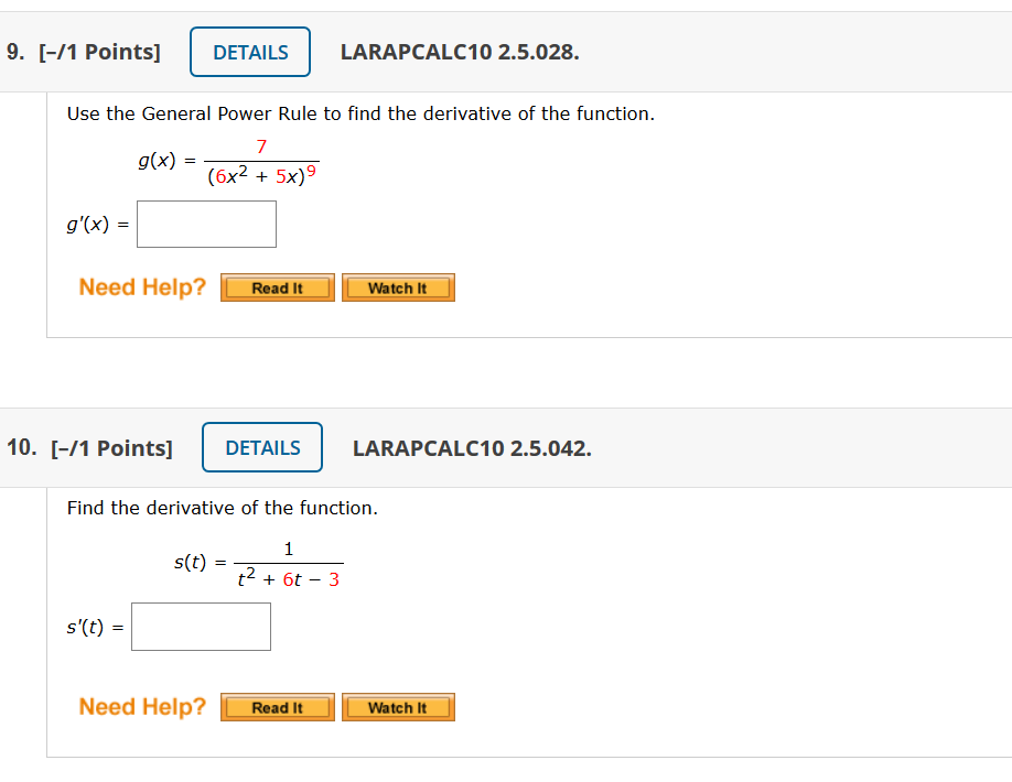 Solved 1. [-12 Points] DETAILS LARAPCALC10 2.5.002. Identify | Chegg.com