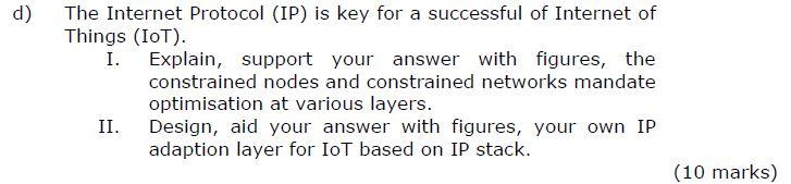 Solved d) The Internet Protocol (IP) is key for a successful | Chegg.com