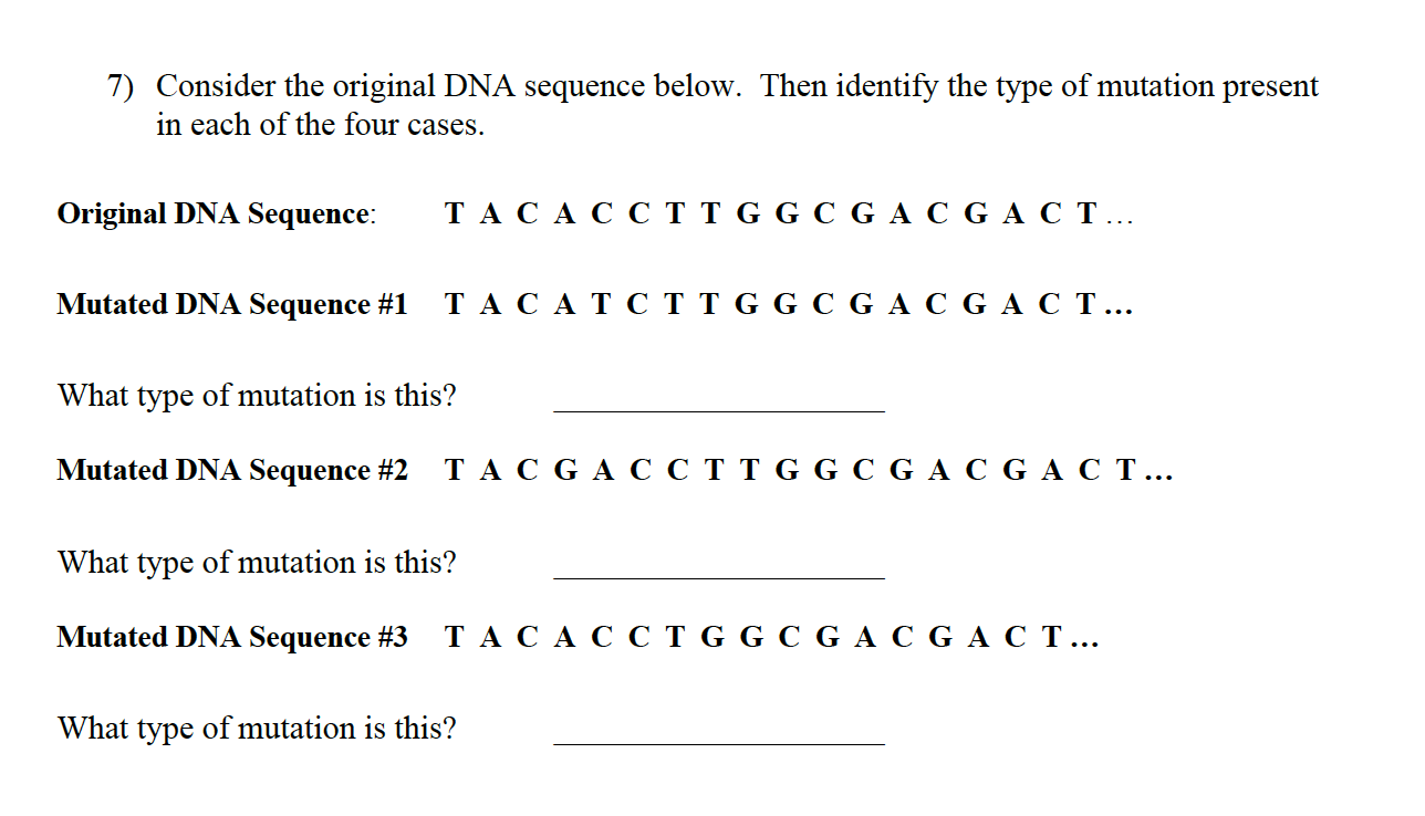 Solved 7 Consider The Original Dna Sequence Below Then