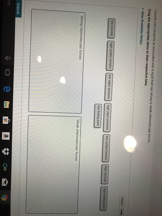 Solved Classify each property as associated with a liquid
