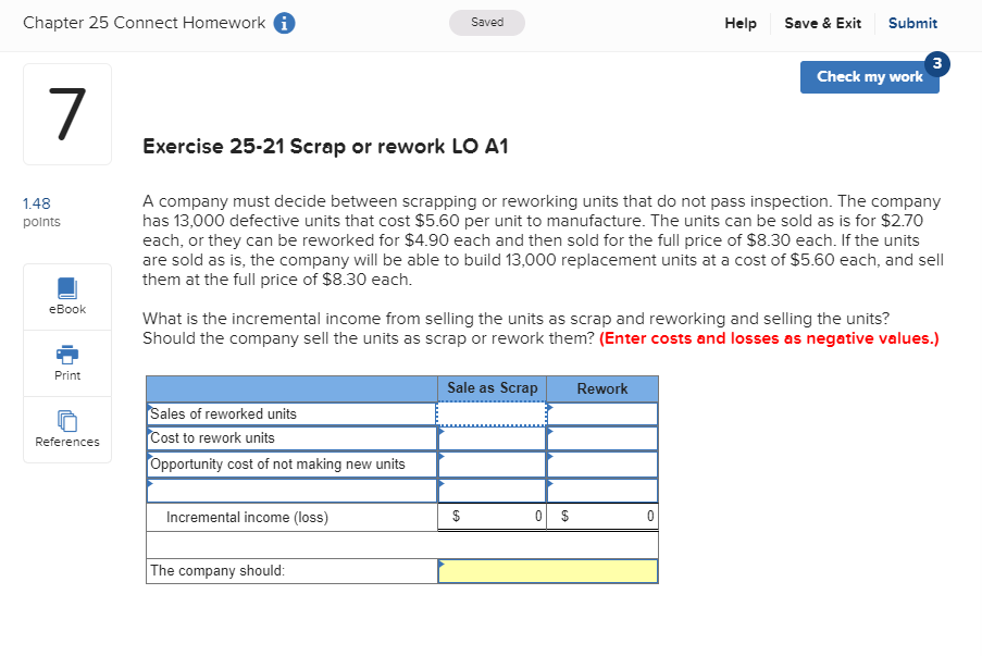Solved Chapter 25 Connect Homework i Saved Help Save & Exit | Chegg.com