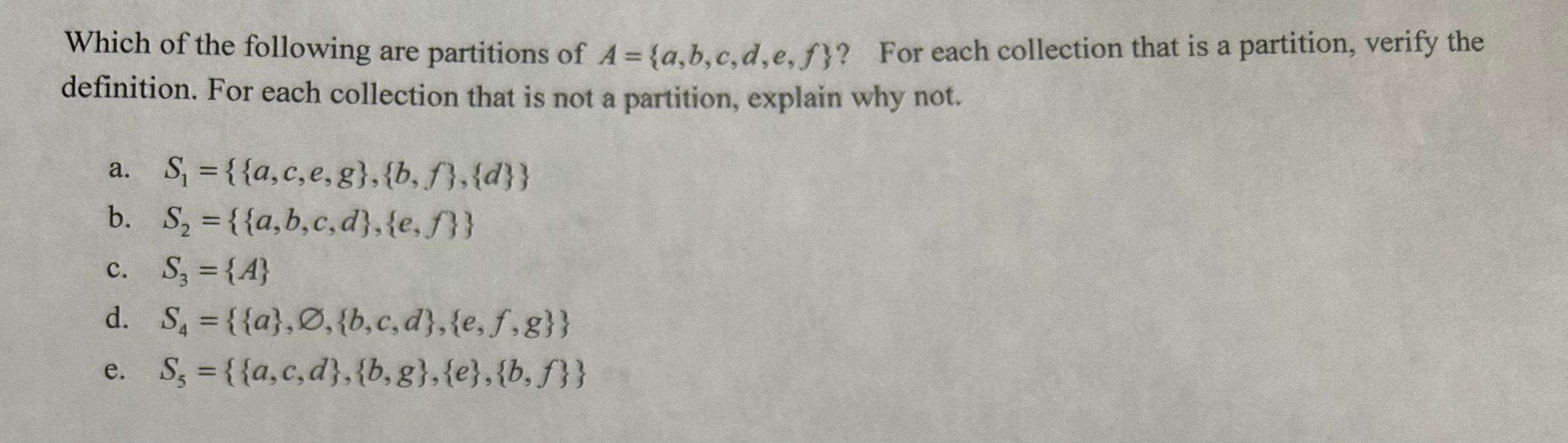 Solved Which Of The Following Are Partitions Of | Chegg.com