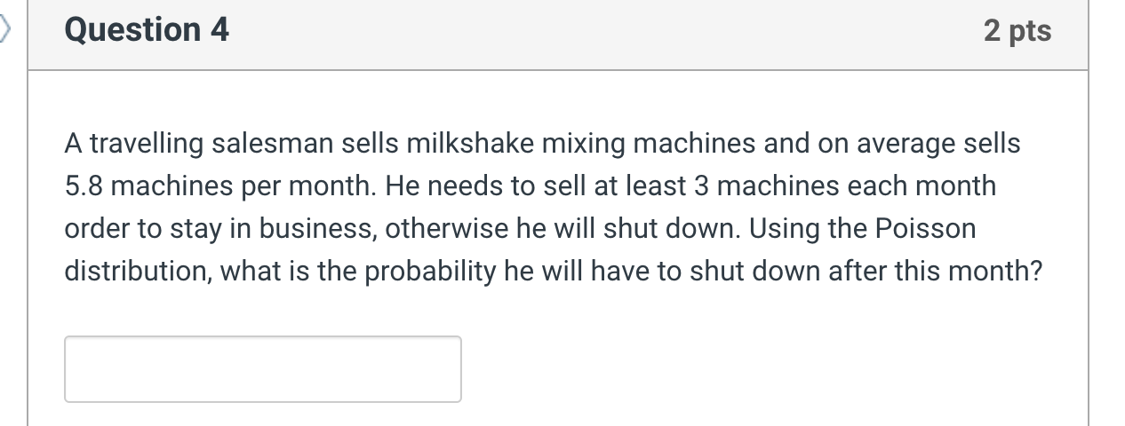 Solved Question 4 2 Pts A Travelling Salesman Sells | Chegg.com