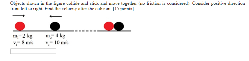 Solved Objects shown in the figure collide and stick and | Chegg.com