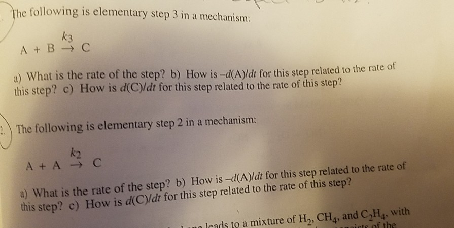 Solved he following is elementary step 3 in a mechanism k3 | Chegg.com