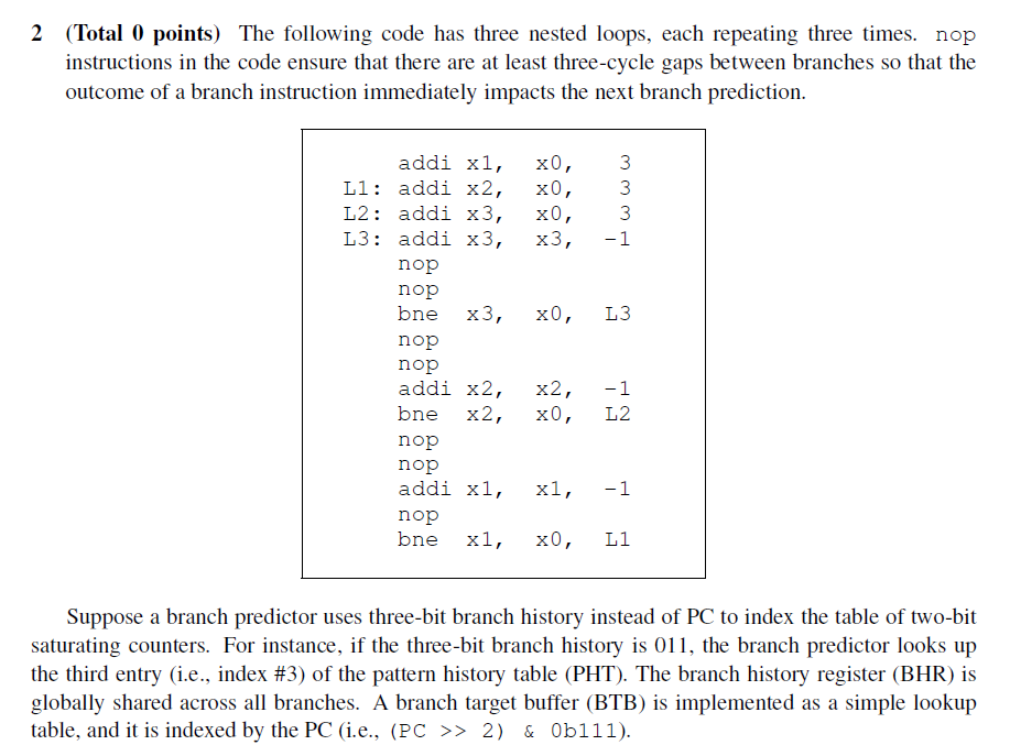 Solved 2 (Total 0 points) The following code has three | Chegg.com