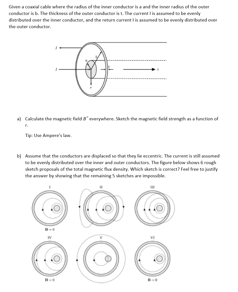 Solved Given a coaxial cable where the radius of the inner | Chegg.com