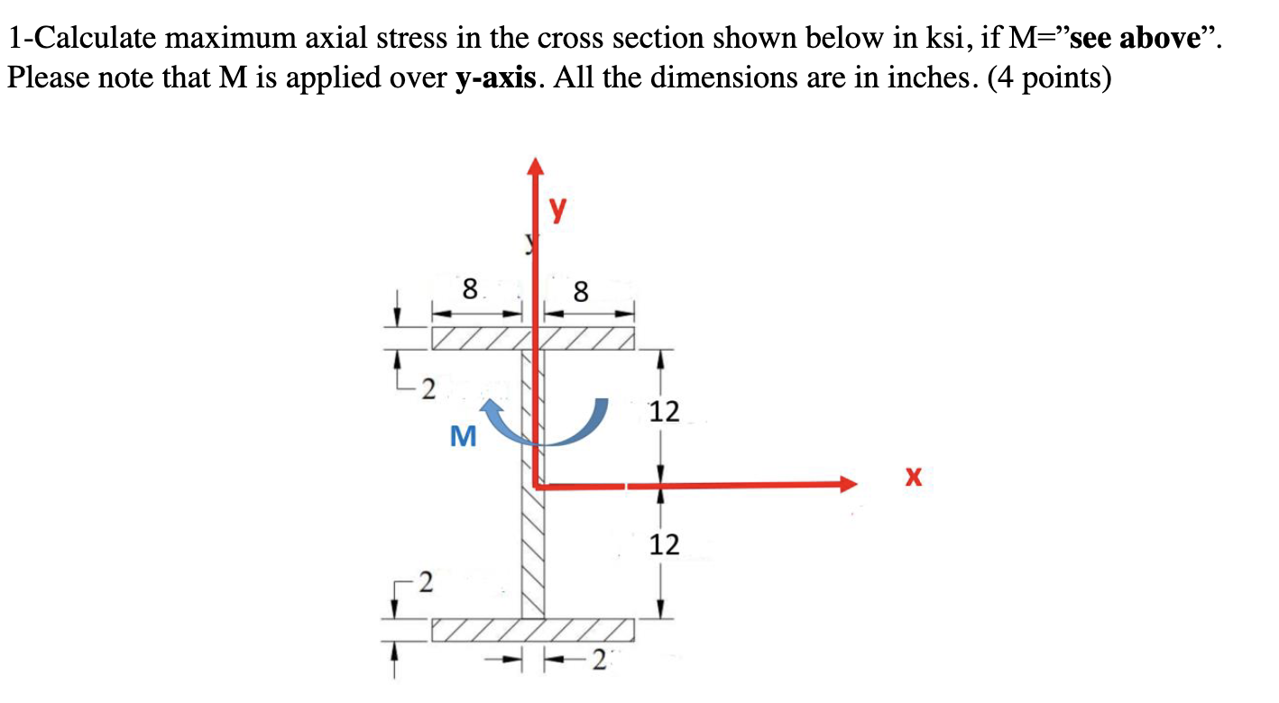 Solved 1-Calculate maximum axial stress in the cross section | Chegg.com