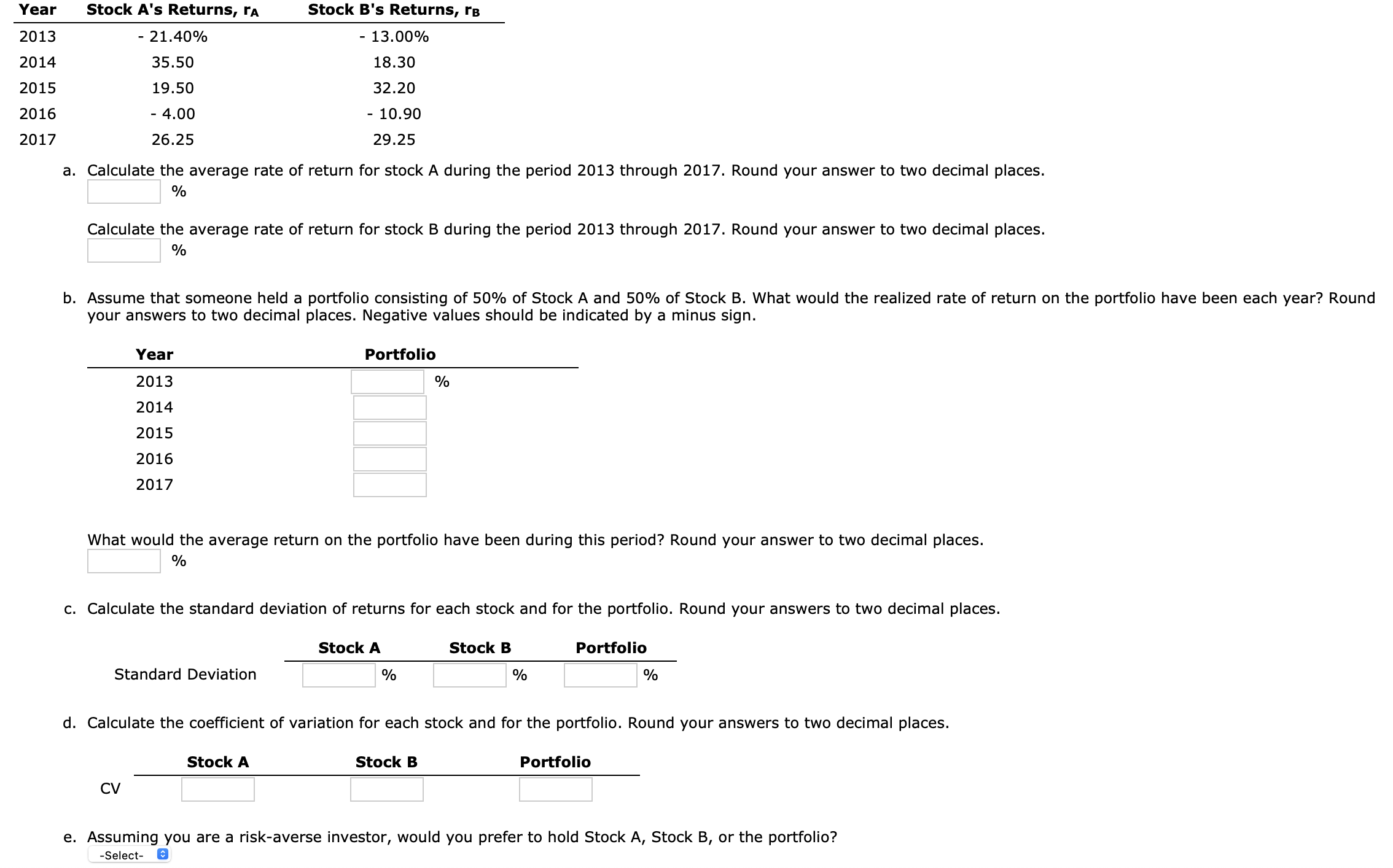 solved-a-calculate-the-average-rate-of-return-for-stock-a-chegg