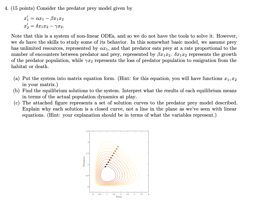 Solved Consider The Predator Prey Model Given By X ′ 1 = αx1 | Chegg.com