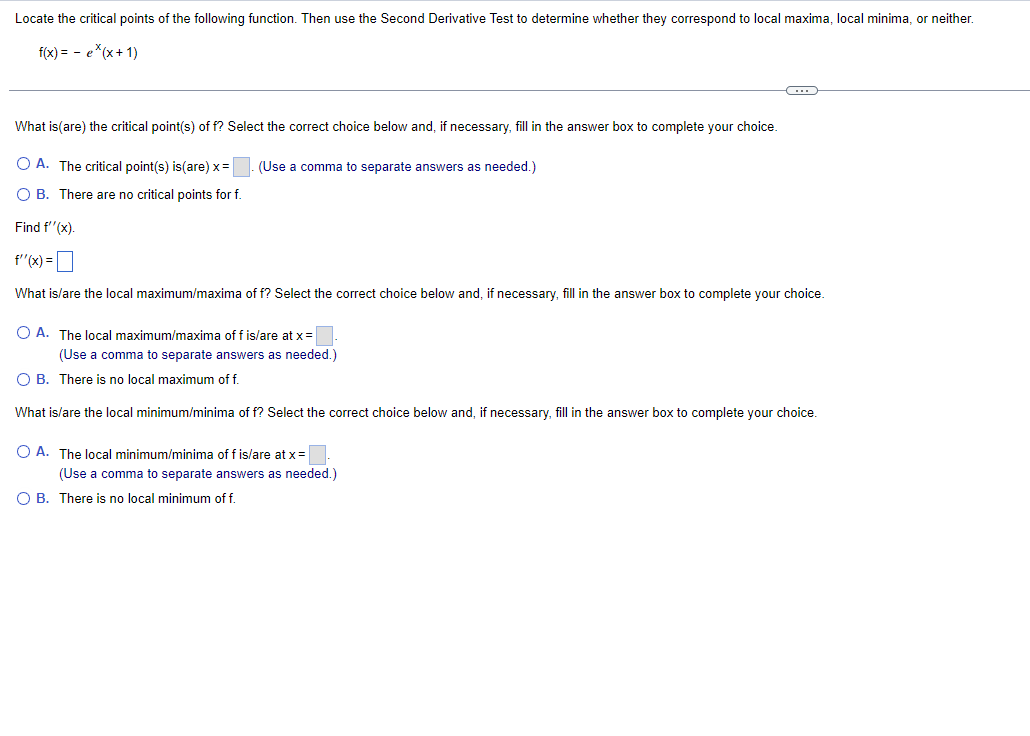 Solved Locate the critical points of the following function. | Chegg.com