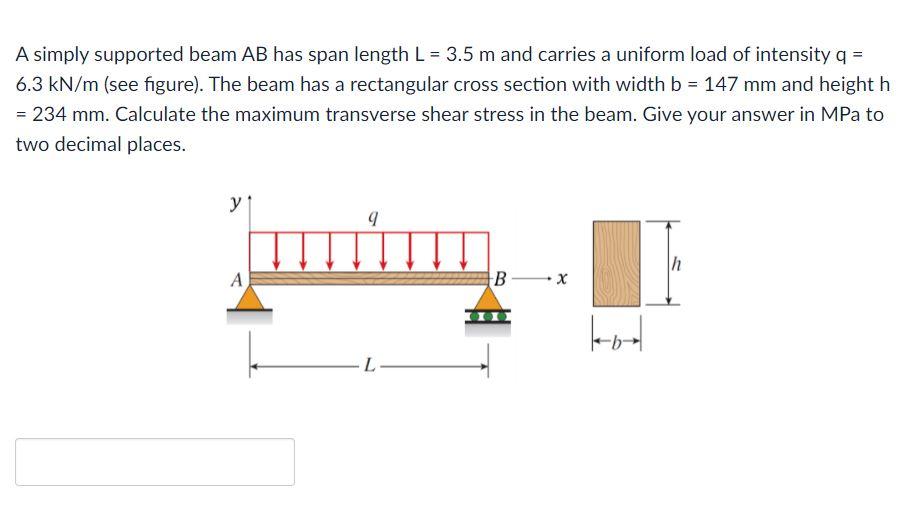 Solved A simply supported beam AB has span length L = 4.0 m | Chegg.com