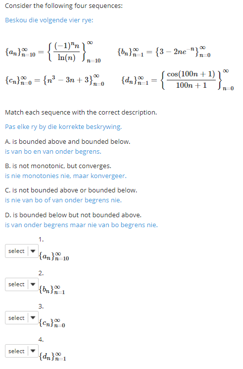 Solved Consider The Following Four Sequences: Beskou Die | Chegg.com