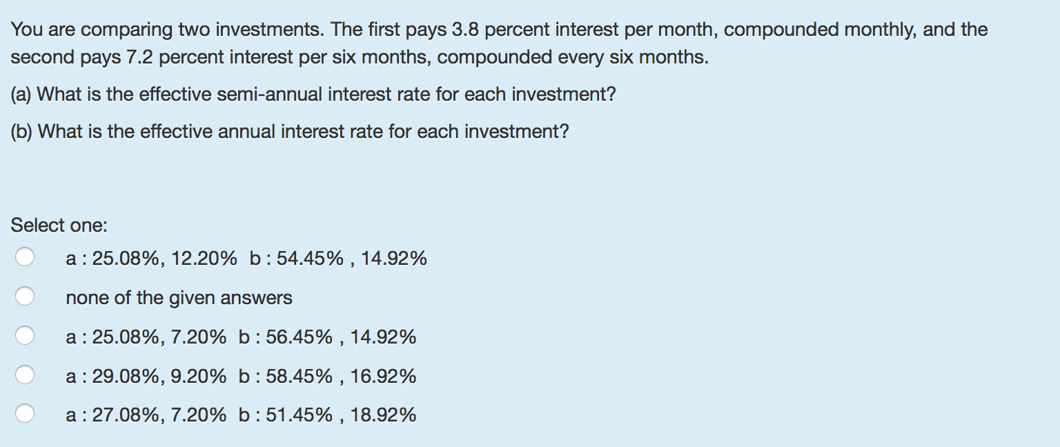 Solved You are comparing two investments. The first pays 3.8 | Chegg.com