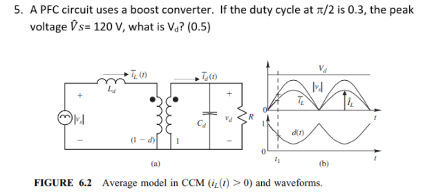 Solved 5. A PFC circuit uses a boost converter. If the duty | Chegg.com
