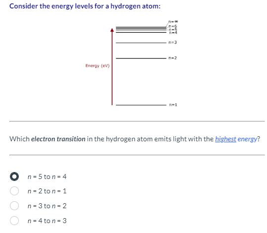 calculate the first 4 electron energy levels of the hydrogen atom