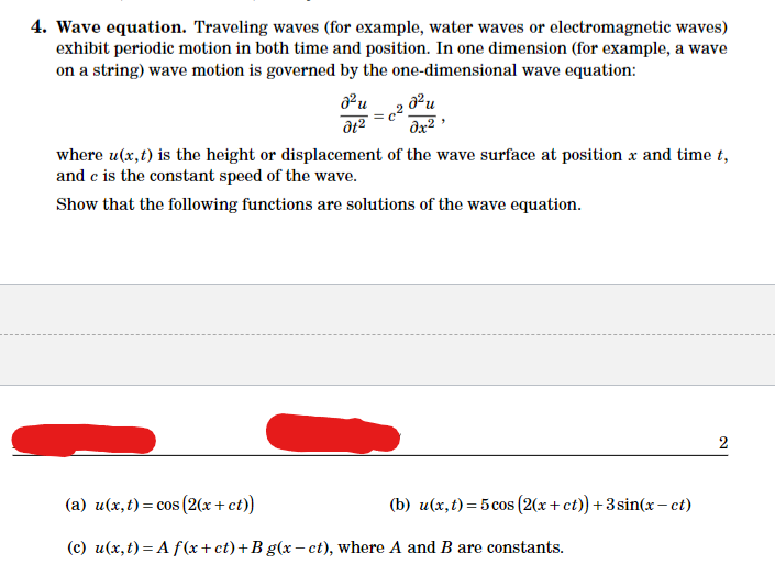 Solved 4. Wave equation. Traveling waves (for example, water | Chegg.com