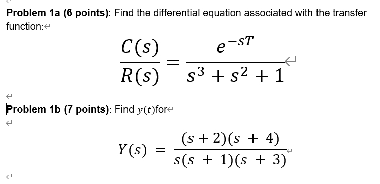 Solved Problem 1a 6 Points Find The Differential Equation Chegg Com