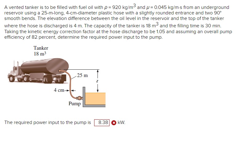 Solved A Vented Tanker Is To Be Filled With Fuel Oil With P= | Chegg.com