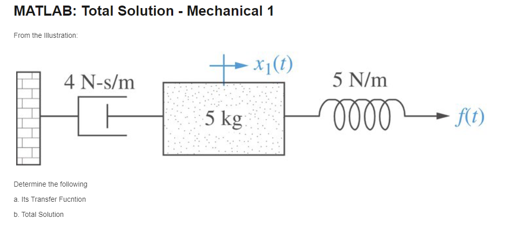Solved MATLAB: Total Solution - Mechanical 1 From the | Chegg.com