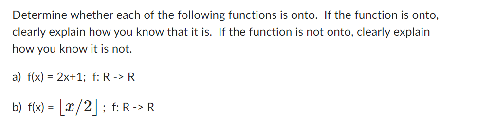 Solved Determine whether each of the following functions is | Chegg.com