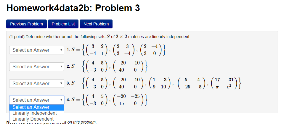 Solved (1 Point) Determine Whether Or Not The Following Sets | Chegg.com