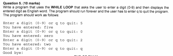 Solved Question 5. (10 marks) Write a program that uses the | Chegg.com