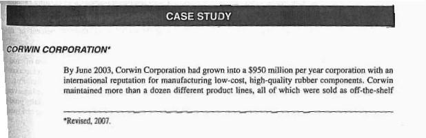 CORPORATION By June 2003, Corwin Corporation had | Chegg.com