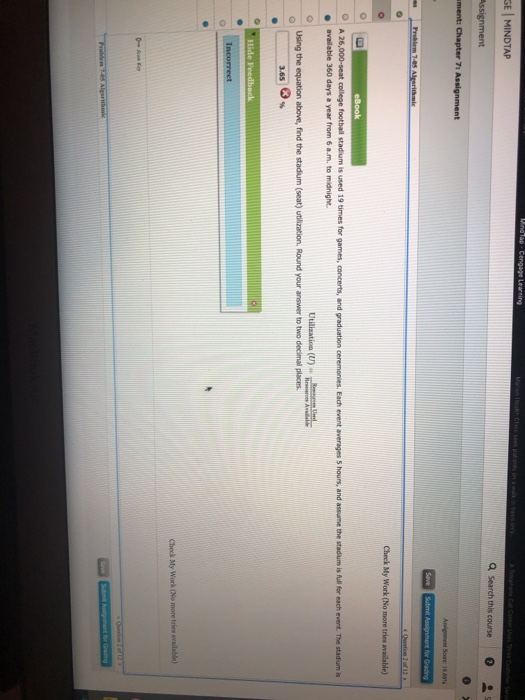 Solved Check My Work (No more tries available) eavailable | Chegg.com