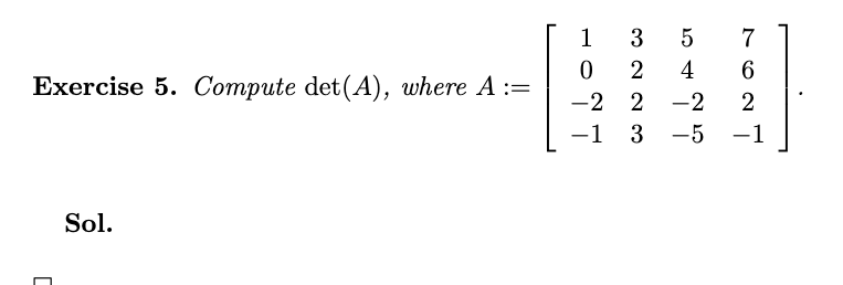 Solved Exercise 5. Compute det(A), where | Chegg.com