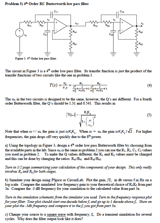 Solved Problem 3) 46 Order RC Butterworth low pass filter | Chegg.com
