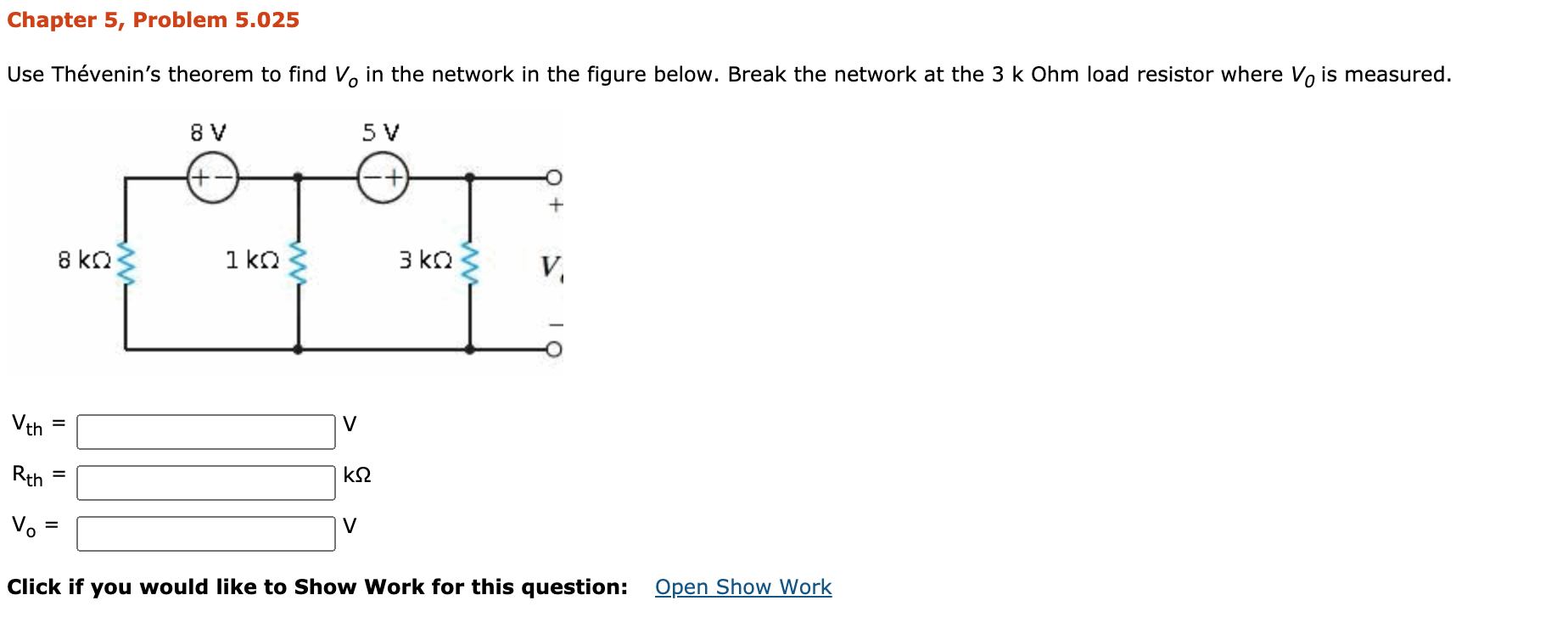 Solved Use Thévenin’s theorem to find Vo in the network in | Chegg.com ...