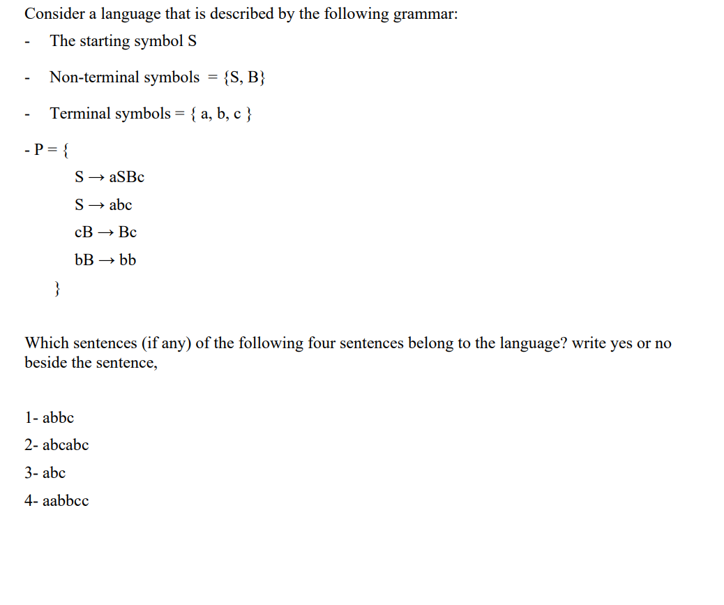 Solved Consider a language that is described by the | Chegg.com