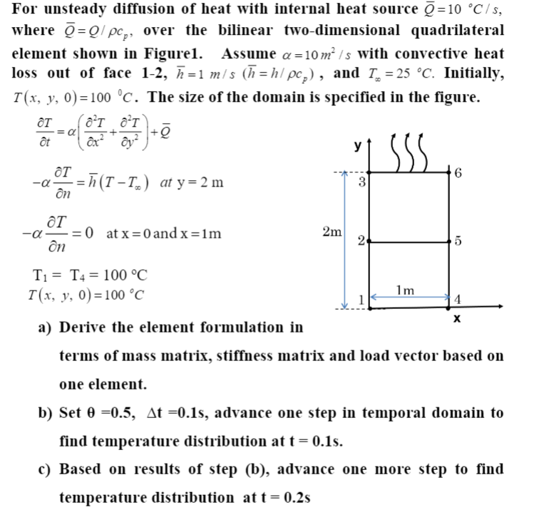 For Unsteady Diffusion Of Heat With Internal Heat Chegg Com