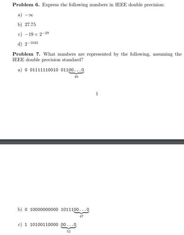 Ieee Numbers Test Solved Problem 6. Express the following numbers in IEEE | Chegg.com