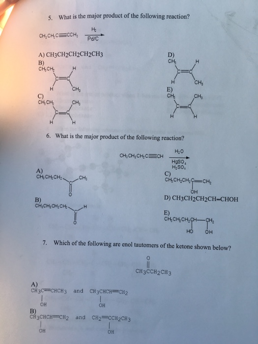 Solved 5. What is the major product of the following | Chegg.com