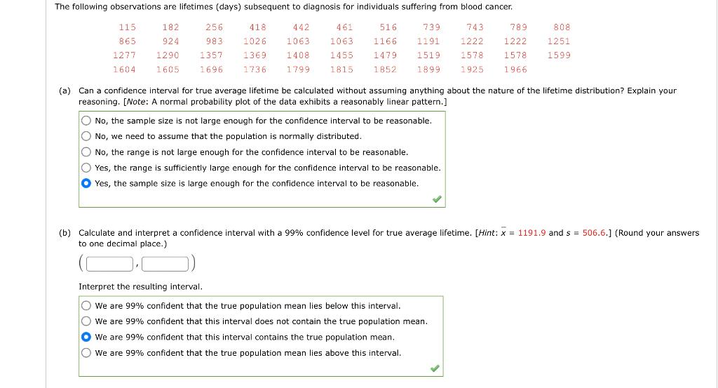 Solved b) Calculate and interpret a confidence interval with | Chegg.com
