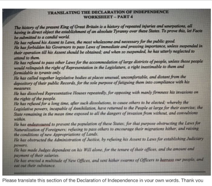 what does repeated injury mean in the declaration of independence