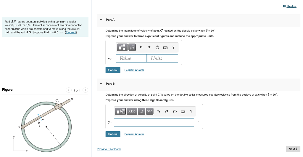 Solved i Review Part A Rod AB rotates counterclockwise with | Chegg.com