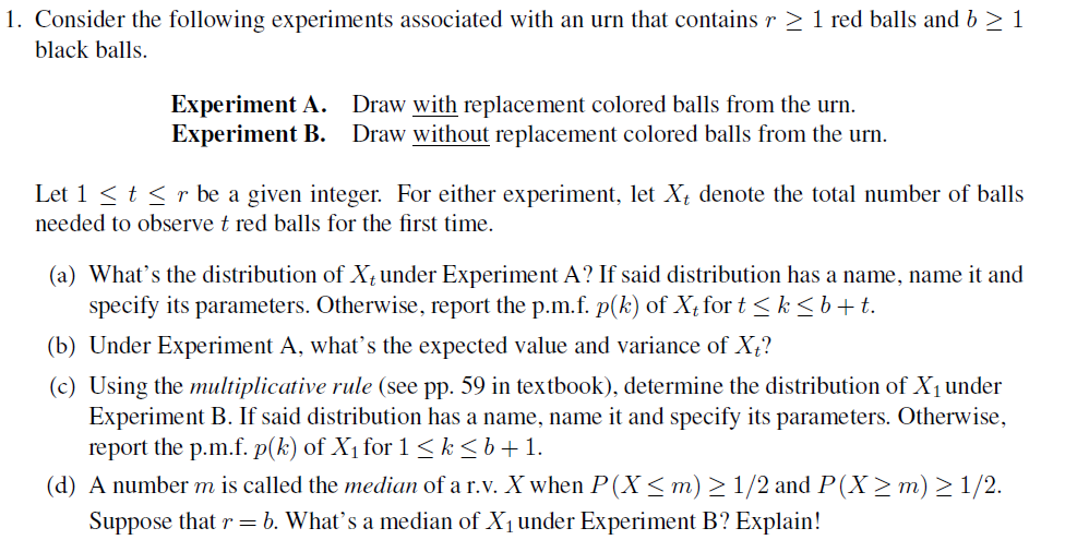 1. Consider the following experiments associated with | Chegg.com