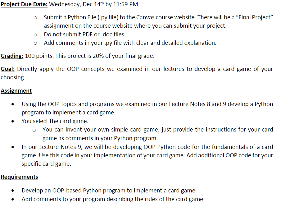 Project Due Date Wednesday Dec 14th By 11 59pm Chegg