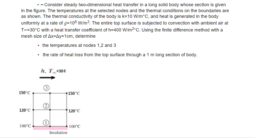 Solved .- Consider steady two-dimensional heat transfer in a | Chegg.com