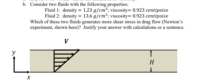 Solved b. Consider two fluids with the following properties: | Chegg.com