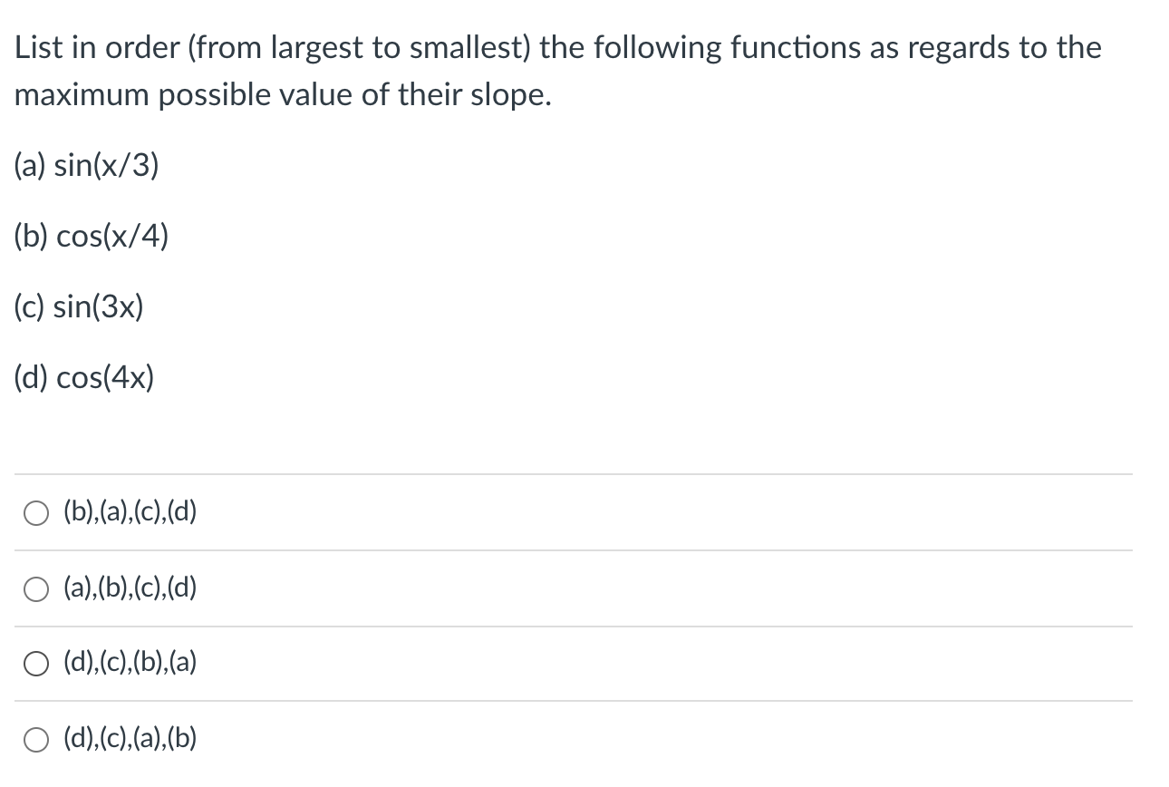 Solved List In Order (from Largest To Smallest) The | Chegg.com