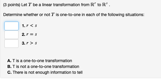 Solved (3 points) Let T be a linear transformation from R' | Chegg.com