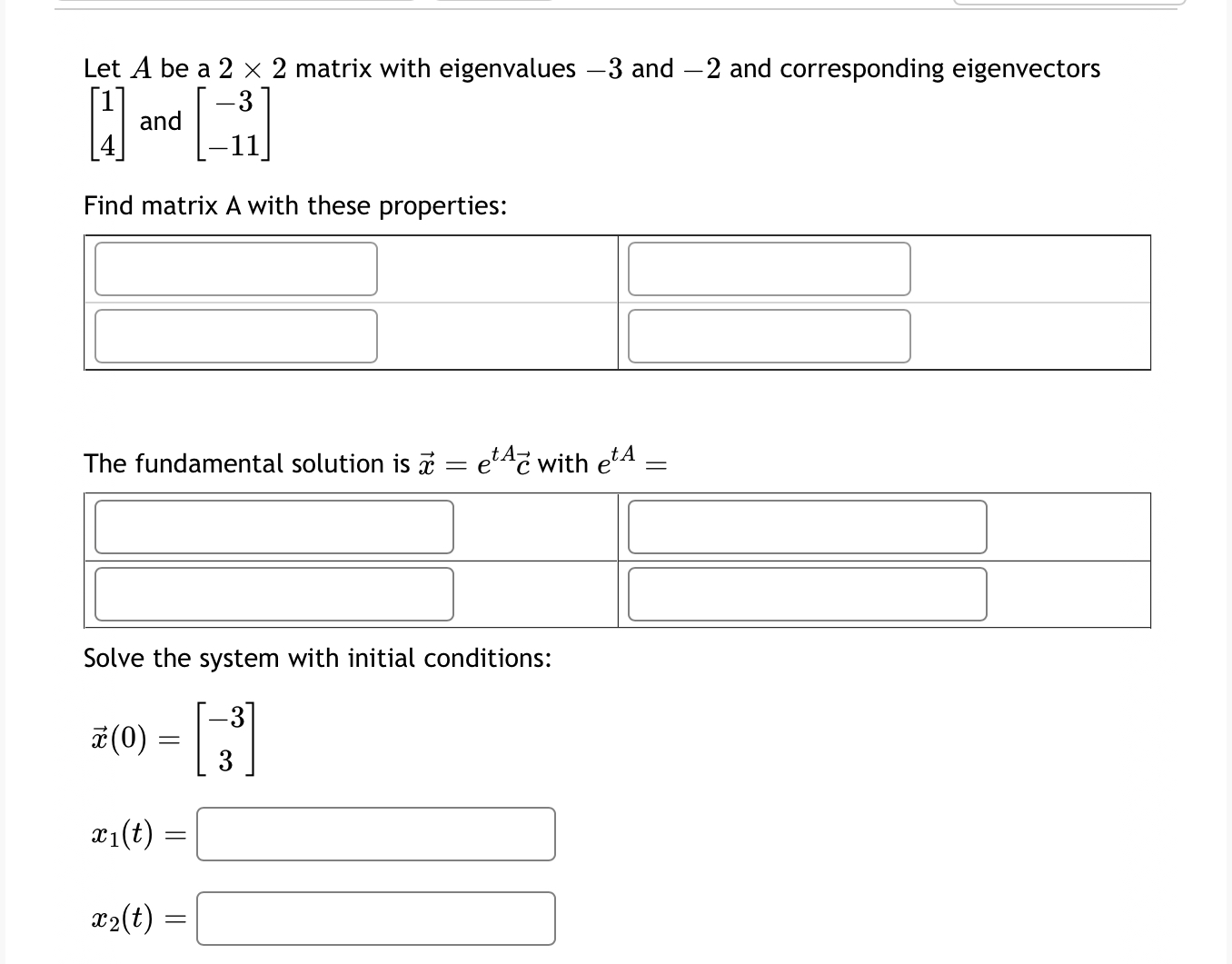 Solved Let A be a 2×2 matrix with eigenvalues -3 and -2 and | Chegg.com