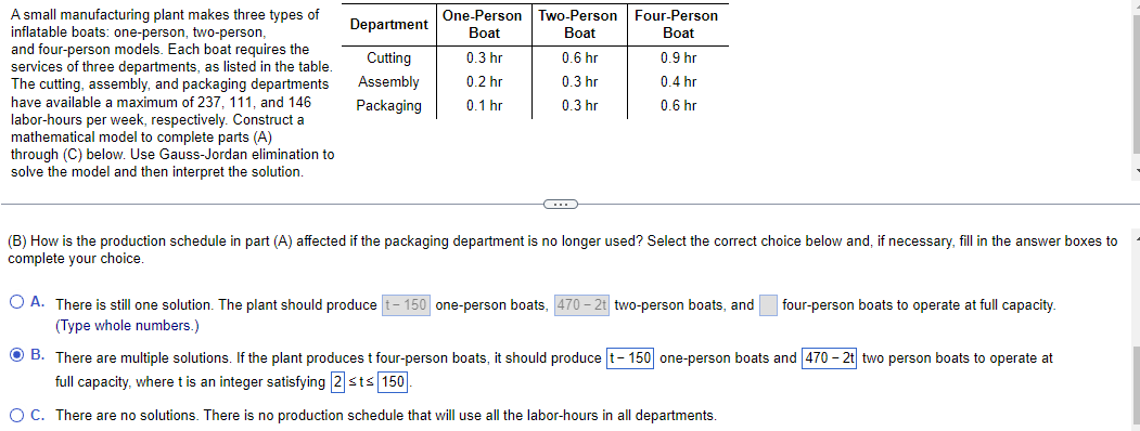 Solved A small manufacturing plant makes three types of | Chegg.com