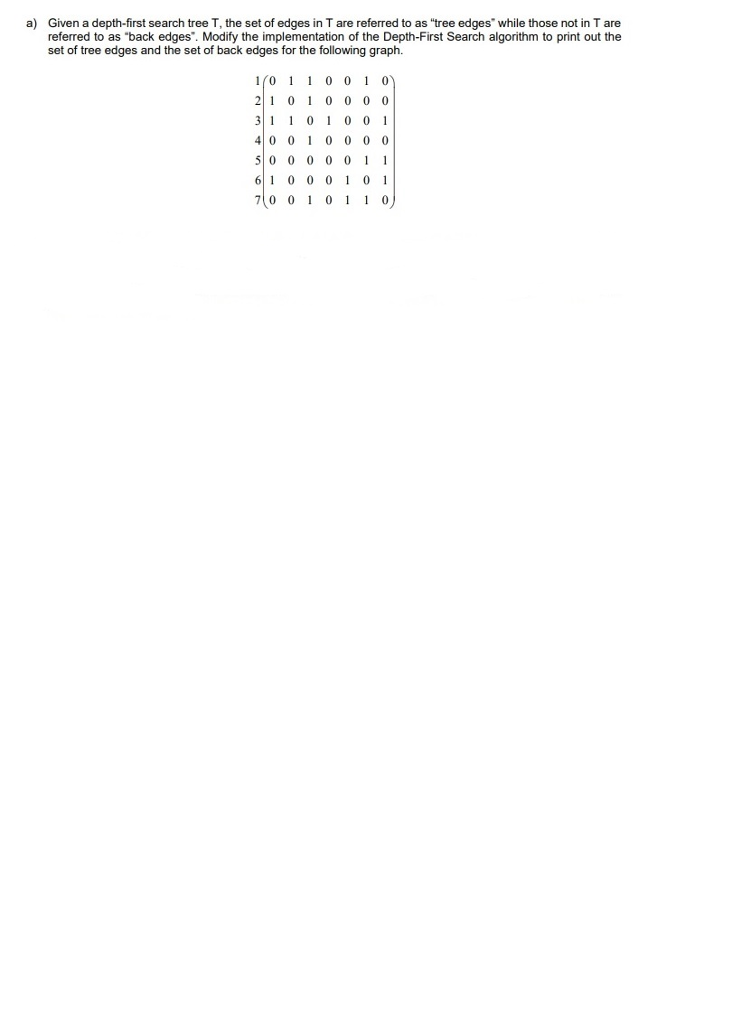 Solved a given a depth first search tree t the set of chegg